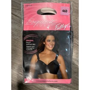 Exquisite Form Fully Original Support Bra 46D Black Full Coverage Comfort Straps